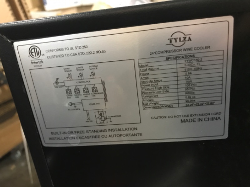 Photo 6 of Tylza Dual Zone Wine Fridge 24 Inch Wine and Beverage Refrigerator Built-in or Freestanding Wine Beer Fridge Under Counter Wine Cellar with Stainless Steel and Temperature Memory Function 94 Cans and 57 Bottles