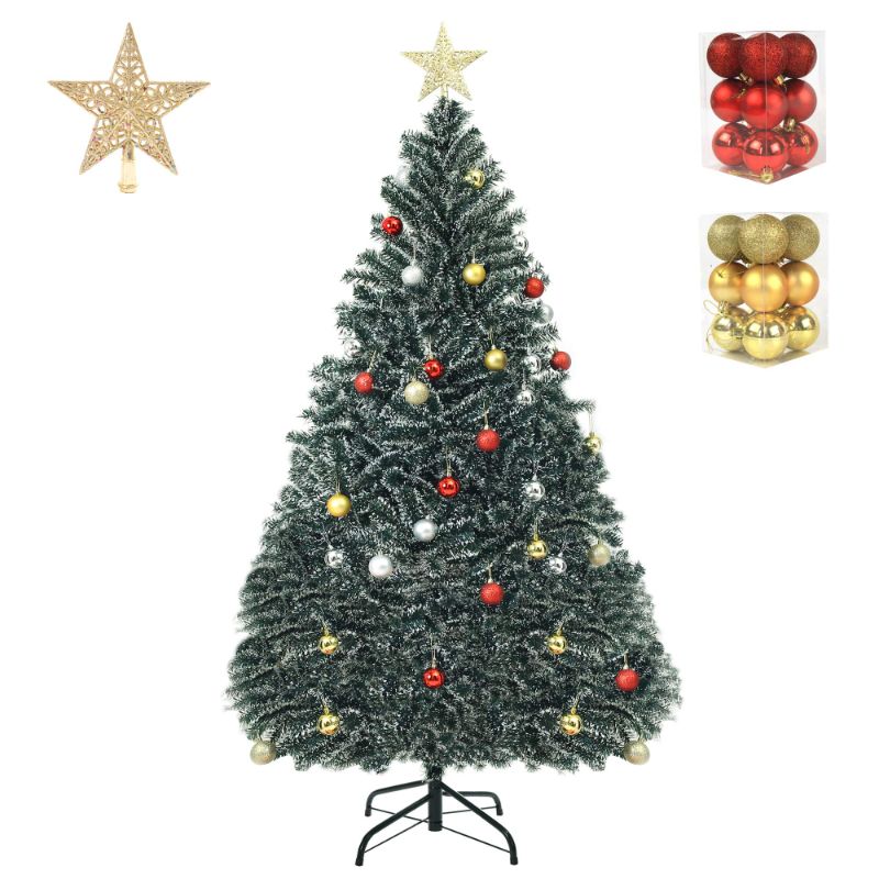 Photo 2 of 4ft Artificial Christmas Tree Lifelike Christmas Tree with Decorations and Solid Metal Stand arbol de Navidad Premium Hinged Spruce Full Tree (Green-A, 4ft) Green-a 4ft