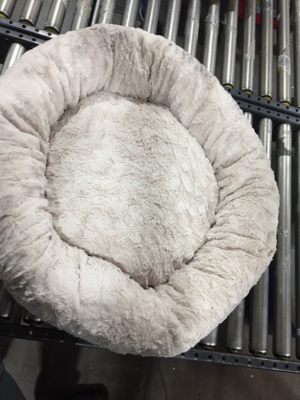 Photo 2 of Best Friends by Sheri The Original Calming Donut Cat and Dog Bed in Shag and Lux Fur, Machine Washable, High Bolster, Multiple Sizes S-XXL Lux Gray Large 36" x 36" Bed Only