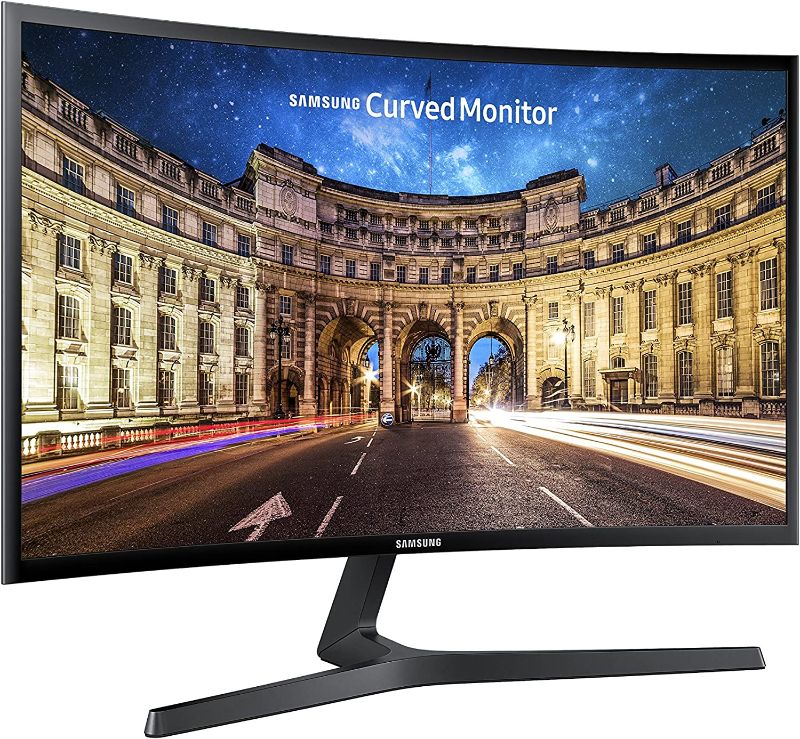 Photo 1 of FOR PARTS ONLY SAMSUNG 27-Inch CF39 Series FHD 1080p Curved Computer Monitor, Ultra Slim Design, AMD FreeSync, 4ms response, HDMI, DisplayPort, VESA Compatible, Wide Viewing Angle (LC27F398FWNXZA), Black