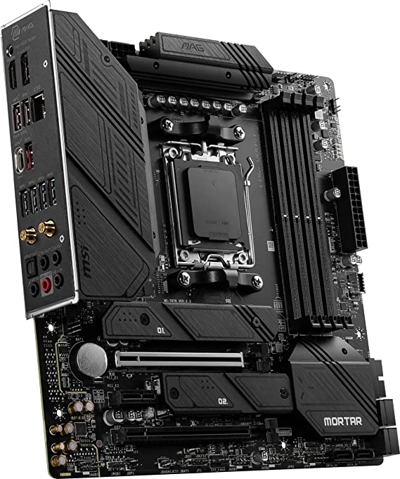 Photo 1 of MSI MAG B650M Mortar WiFi Gaming Motherboard (AMD AM5, mATX, DDR5, PCIe 4.0, M.2, SATA 6Gb/s, USB 3.2 Gen 2, HDMI/DP, Wi-Fi 6E, AMD Ryzen 7000 Series Desktop Processors)