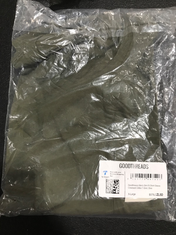 Photo 1 of Goodthreads Men's Slim-Fit Short-Sleeve Cotton Crewneck T-Shirt X-Large Olive Pocket