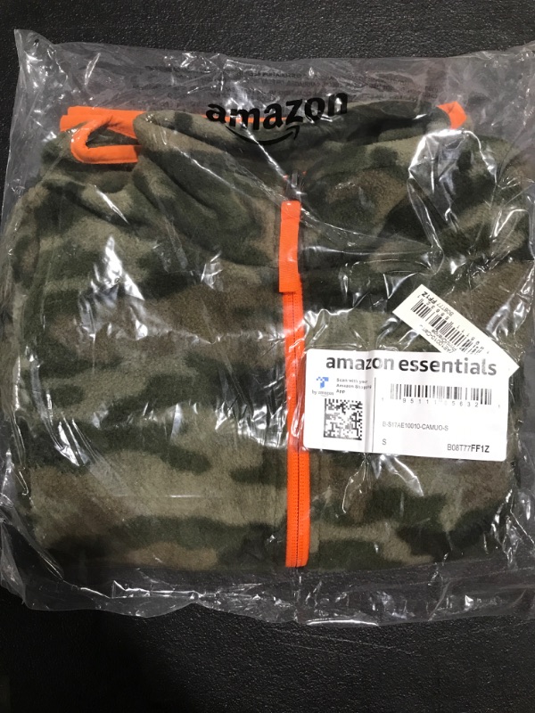 Photo 1 of Amazon Essentials Boys and Toddlers' Polar Fleece Full-Zip Mock Jacket Polyester Camo Print/Orange Small