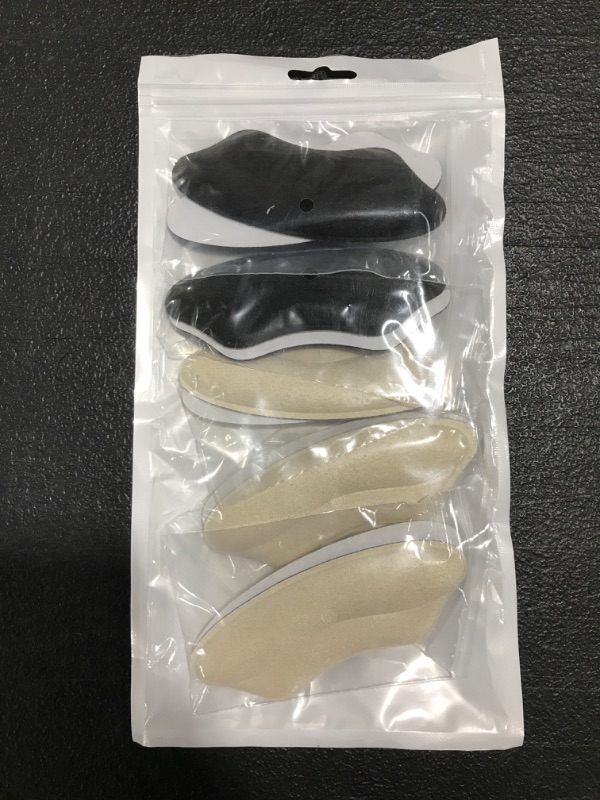 Photo 2 of 10 Pieces Heel Grips Liner, Comfortable Microsuede Heel Cushion Pads Inserts for Men and Women Loose Shoes to Improve Shoe Fit Preventing Heel Slip and Blister (5 Pairs-Black and Pale Apricot)