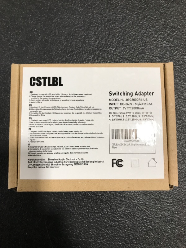 Photo 1 of CSTLBL AC/DC 9V 2A Power Supply Adapter Universal Charger Campatible with 5.5x2.1/2.5x10MM Plug and 1.5M Cable with Multiple Switching Connectors Black 9V/2A_2