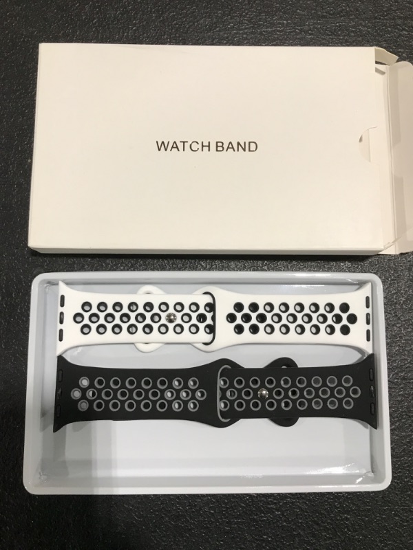 Photo 1 of 2 PACK SILICONE 38MM BLACK-GRAY WATCH BANDS FOR APPLE iWATCH. 