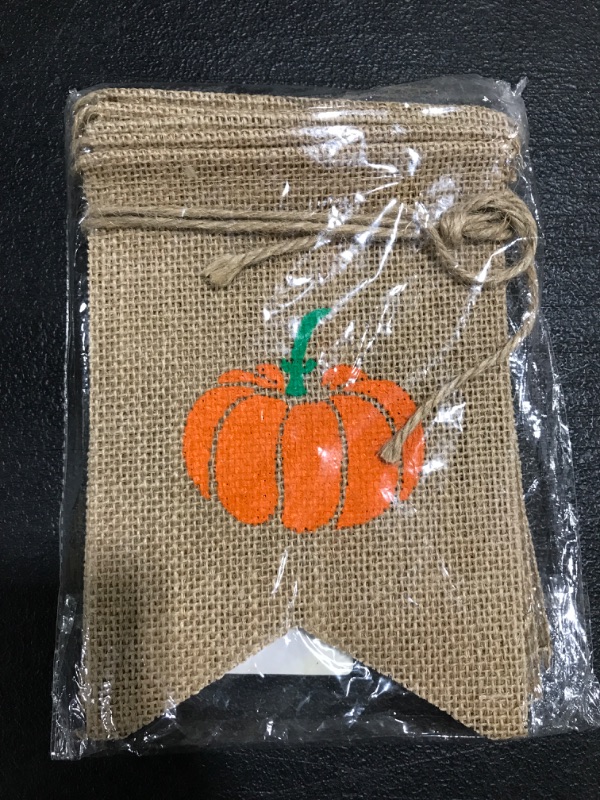 Photo 2 of Burlap Happy Fall Yall Banner Pumpkin Thanksgiving Party Home Mantle Fireplace Decoration