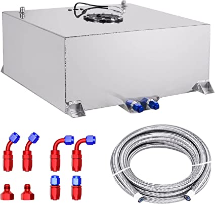 Photo 1 of 20 Gallon Fuel Cell 80L Universal Gas Tank with Level Sender & 6AN Fuel Line Kit,Aluminum Polished Racing Street Drift Strip Fuel Tank with Quick Release Fuel Cap,Silver 