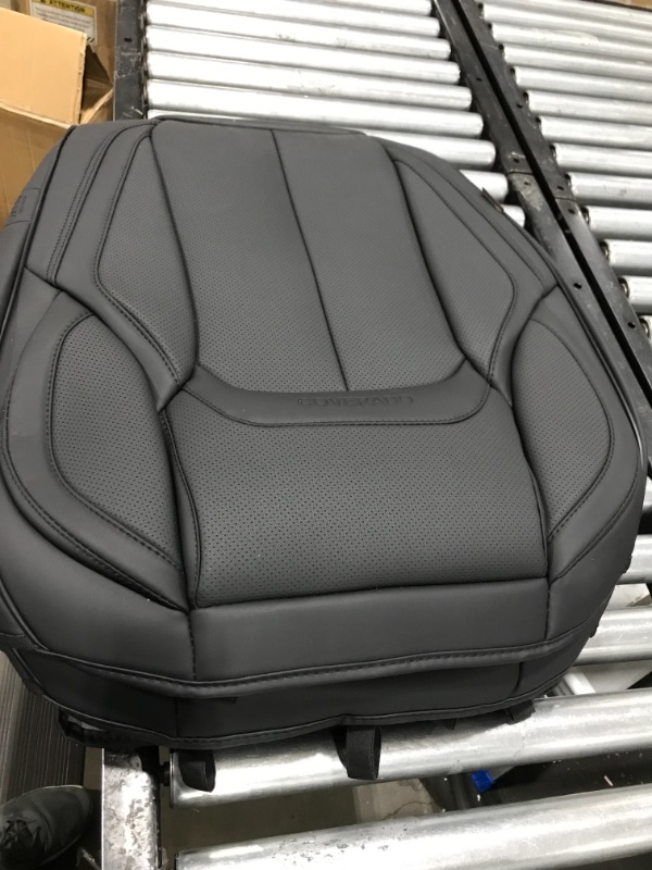 Photo 1 of Coverado Front Seat Covers 2 Pieces, Waterproof Nappa Leather Car Seat Protectors Auto Interior, Universal Fit for Most Sedans SUV Pick-up Truck, Black Black FrontPair