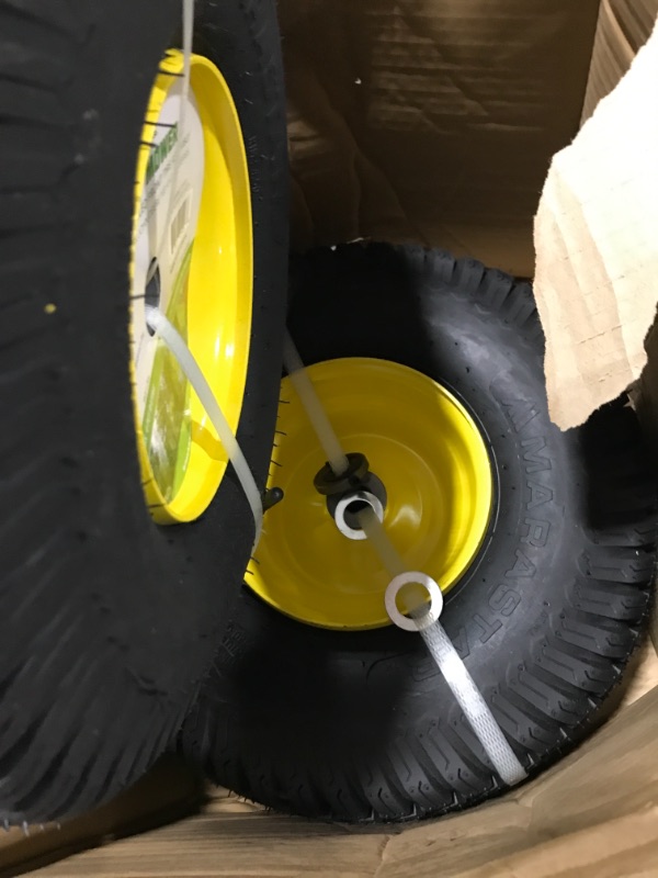 Photo 3 of 15x6.00-6" Front Tire Assembly Replacement for 100 and 300 Series John Deere Riding Mowers - 2 pack