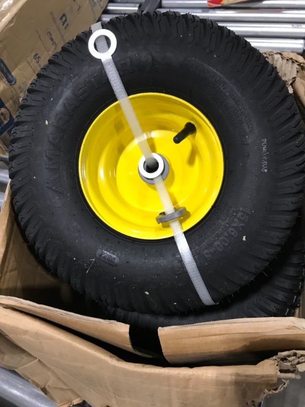 Photo 2 of 15x6.00-6" Front Tire Assembly Replacement for 100 and 300 Series John Deere Riding Mowers - 2 pack