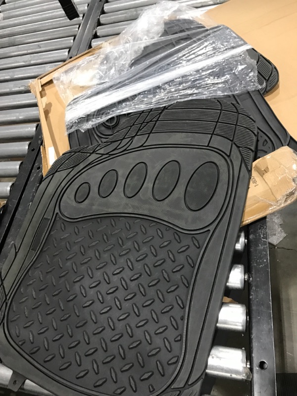 Photo 2 of Automotive Floor Mats Black Universal Fit Trimmable Climaproof for All Weather Protection Heavy Duty Rubber fits Most Cars, SUVs, and Trucks, with Footprint Design, Full Set FH Group F11310BLACK