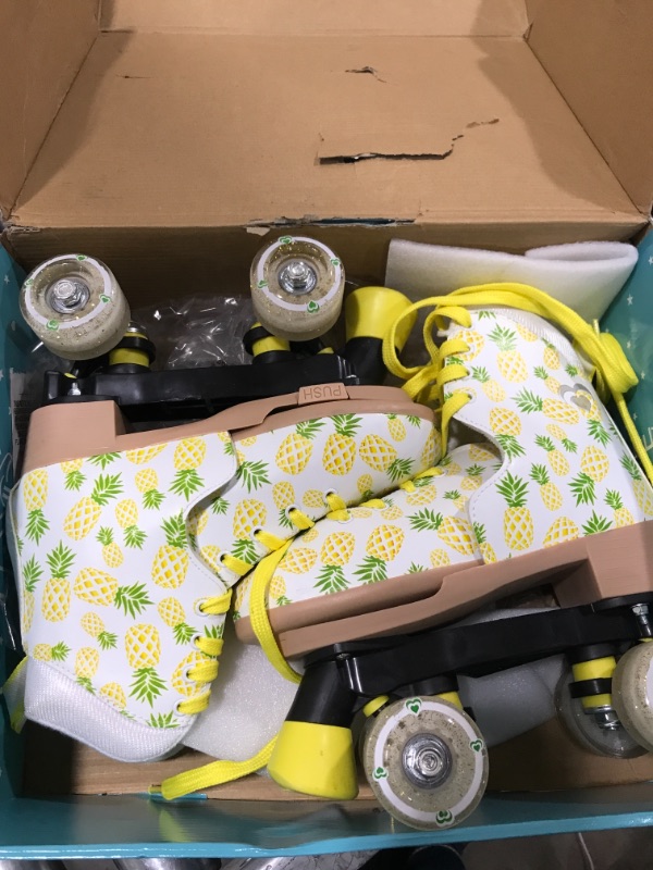 Photo 2 of Circle Society Classic Adjustable Children's Roller Skates, 3-7 US Girls, Crushed Pineapple Crushed Pineapple ADJUSTABLE SIZES 3-7 US