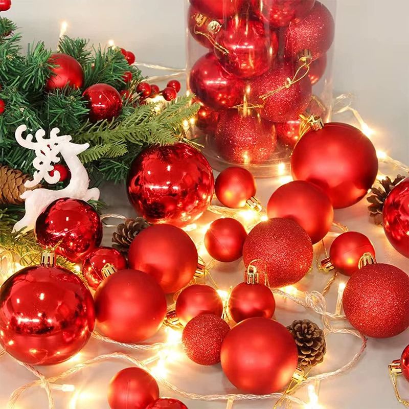 Photo 1 of 35Pcs Christmas Balls Ornaments for Xmas Christmas Tree - Shatterproof Christmas Tree Decorations Hanging Ball for Holiday Wedding Party Decoration 6cmRed35