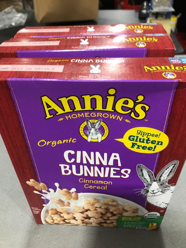 Photo 2 of [3 Boxes] ANNIE'S HOMEGROWN, Organic Cereal,Cinnabunnies, Pack of 10, Size 10 OZ - No Artificial Ingredients GMO Free 95%+ Organic