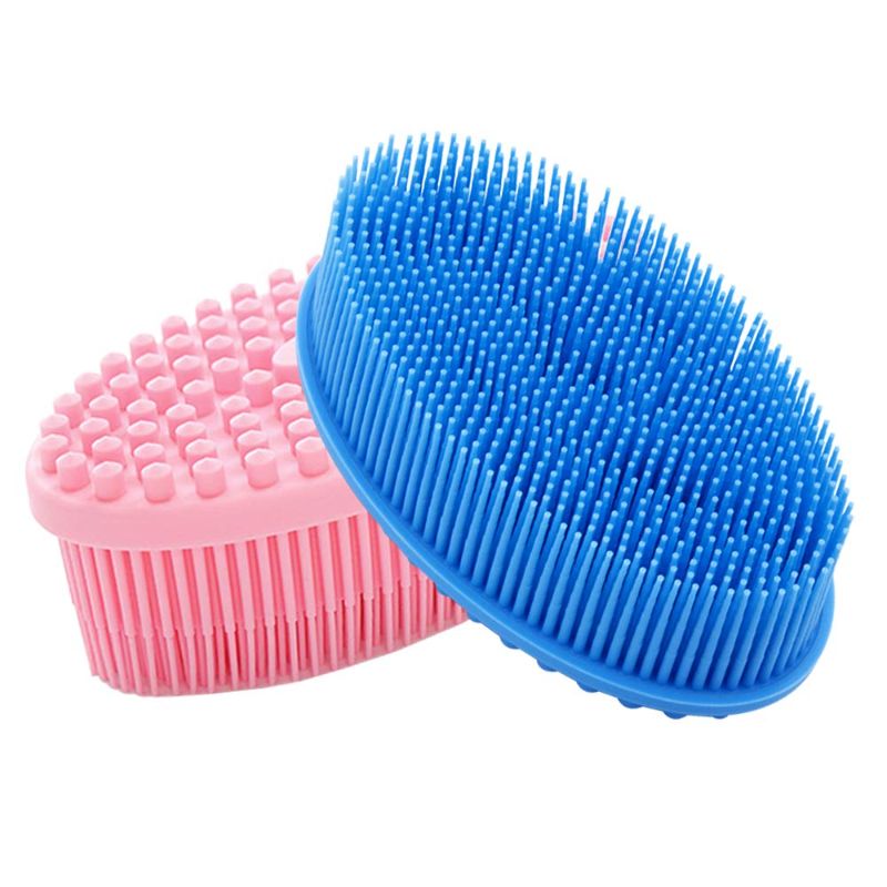 Photo 1 of 2 Pcs Body Brush for Wet and Dry Brushing,maxin Silicone Bath Body Brush 2 In1 Multi-Use Soft Silicone Massage Brush Bath Shampoo Scalp