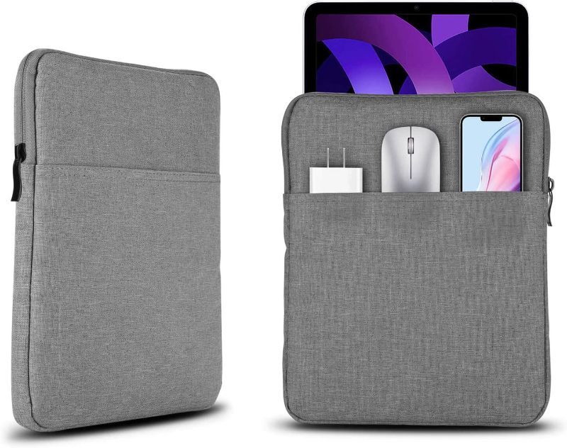 Photo 1 of Tablet Sleeve Case 9-11 Inch Tablet Bag Carrying Case with Storage Pockets Fits iPad 9/8/7th Gen 10.2, 10.5 iPad Pro Air , 9.7 iPad Tab A 10.1, Samsung Tab S3 , Water-Proof Tablet Sleeve Bag, Gray 