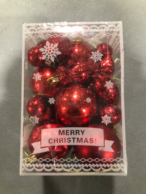 Photo 2 of 30pcs Christmas Baubles,Christmas Balls Ornaments Set Christmas Decorations Tree Balls for Holiday Party Decoration, Christmas Tree Ornaments Hooks (Red)