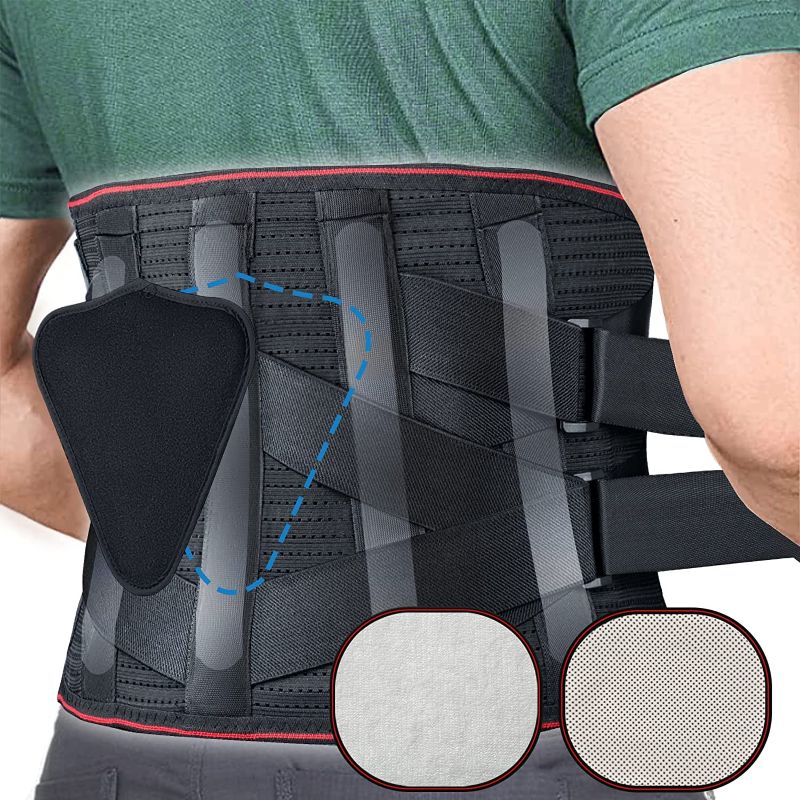 Photo 1 of [Size XL] Back Brace, Back Support Belt for Men & Women, Lower Back Pain Relief for Herniated Disc & Sciatica, Waist Lumbar Support Belt for Heavy Lifting Work with 3 Types of Removable Pad & Strip(X-Large)