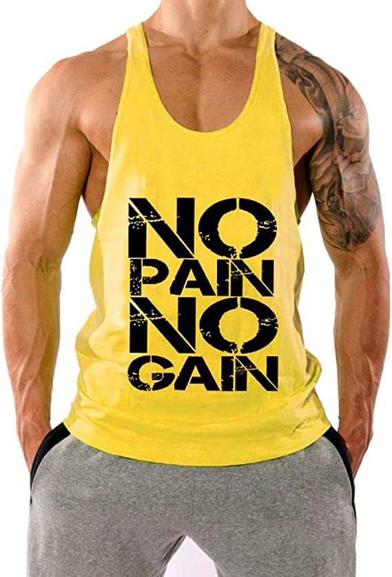 Photo 1 of [Size S] InleaderStyle Men's Gym Cotton NoPainNoGain Stringer Vest 