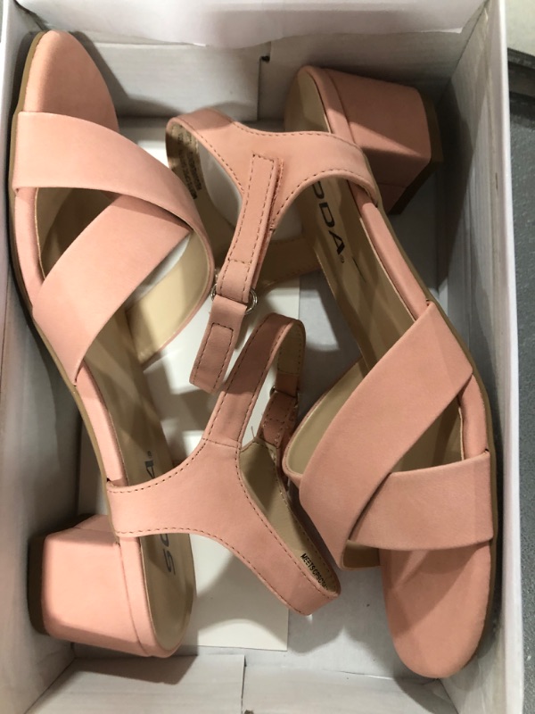 Photo 2 of [Size 3 Little Kid] Soda Kids/Children/Girls AIDA-2 Crisscross band Soft Comfortable Sole with Ankle Buckle Strap Block Heel Sandals Shoes - Blush