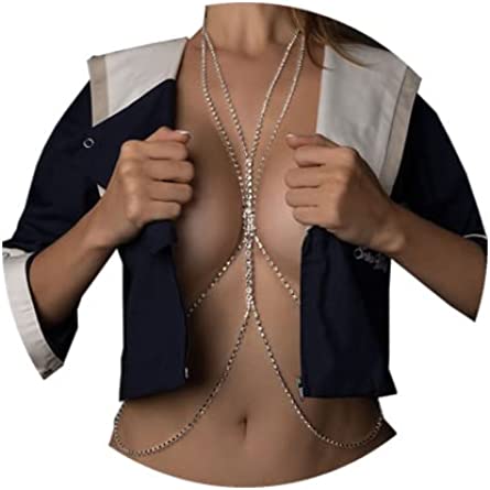 Photo 1 of Sixexey Rhinestone Bra Body Chains Silver Bra Chain Layered Waist Chain Jewelry for Women