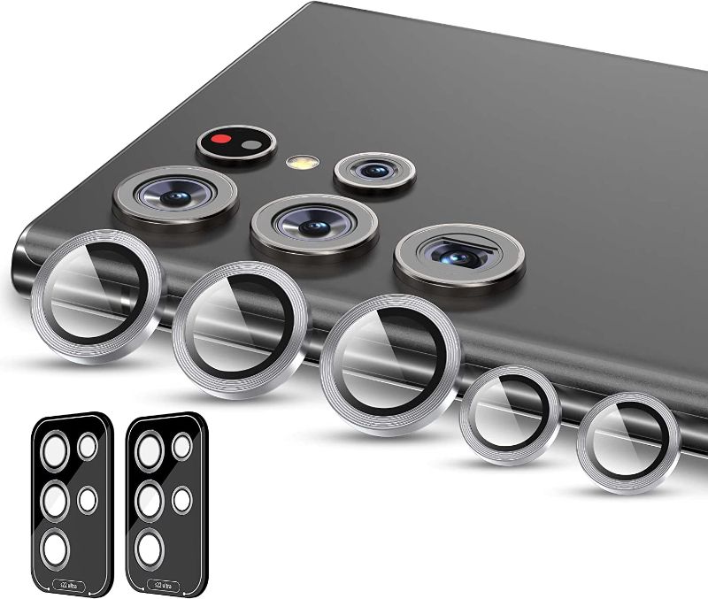 Photo 1 of [Samsung Galaxy S22 Ultra] Mornex Camera Lens Protector Compatible with Samsung Galaxy S22 Ultra, Anti Scratch HD Tempered Glass Back Camera Lens Protector, Individual Ring Lens Cover - Silver