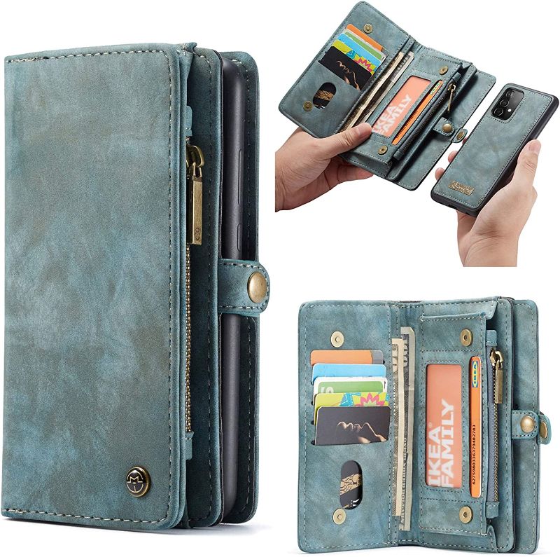 Photo 1 of [Brown] Samsung Galaxy A52, Wallet Case w/Magnetic Detachable Cover [11 Card Slots] Clutch Wallet w/Wristlets Money Pocket Case Compatible with Samsung Galaxy A52 4G 5G (Brown)