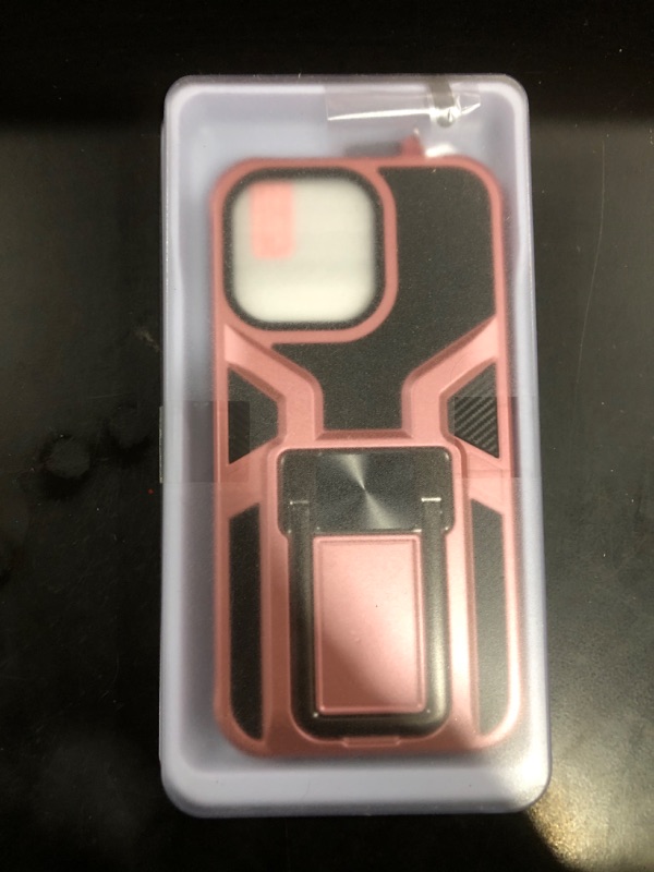 Photo 2 of  iPhone 13 Pro Anti-Fall,Heavy Duty Military Grade Shockproof Kickstand Case Double Protection (TPU+PC) Solid and Durable Magnetic Car Phone Case, Suitable for 6.1 Inches (Rose Gold) Rose Gold for iPhone 13 Pro-Rose Gold