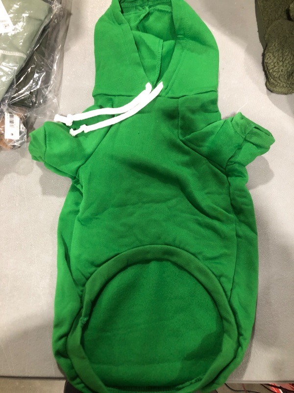 Photo 2 of [Size M] Frieyss Cute Green Dog Hoodie Clothes Costume Dog Fleece Sweater for Dogs Puppy Coat Dog Warm Clothe (Green)
