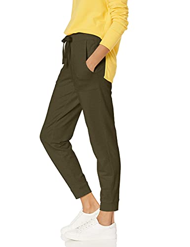 Photo 1 of [Size L] Daily Ritual Women's Relaxed-Fit Terry Cotton and Modal Patch Pocket Jogger Pants, Olive, Large
