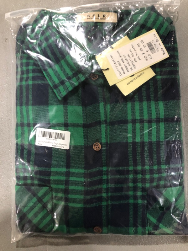 Photo 2 of [Size L] SSLR-Flannel-Shirts-for-Women-Shacket Jacket Oversized Button Down Shirts Plaid Long Sleeve Causal 