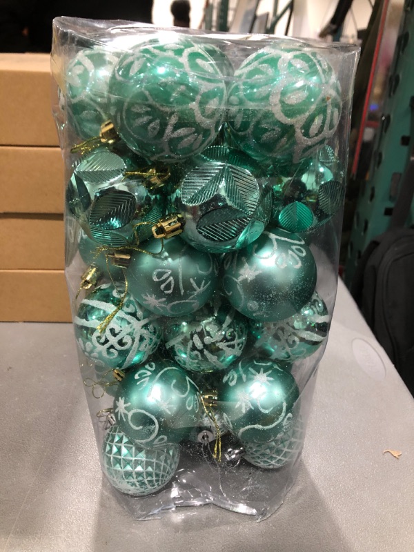 Photo 2 of 30ct 2.36" Christmas Ball Ornaments, Christmas Tree Decoration, Plastic Shatterproof Hanging Ball, Fits for Party, Holiday and Home Decor, Mint Green