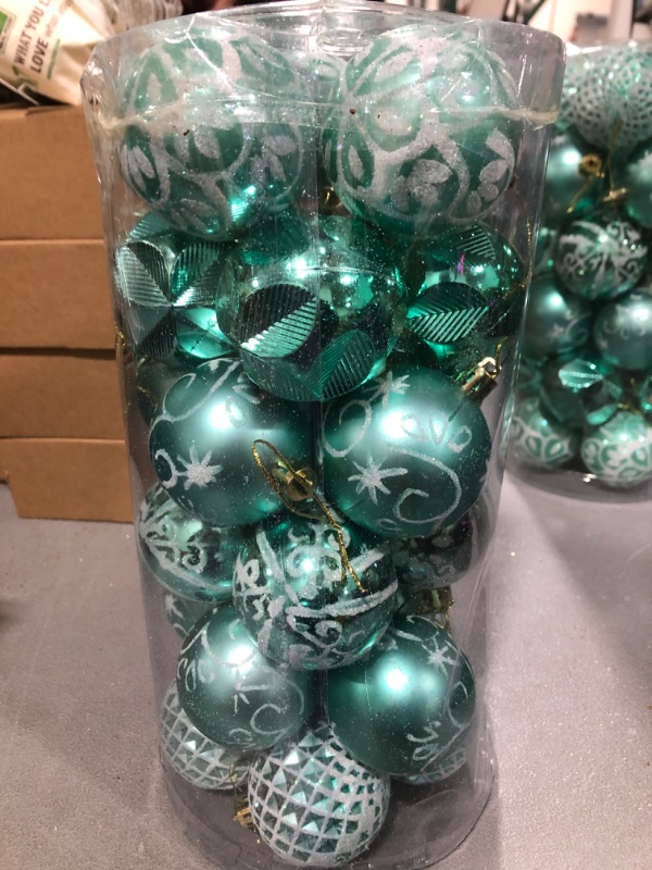 Photo 2 of 30ct 2.36" Christmas Ball Ornaments, Christmas Tree Decoration, Plastic Shatterproof Hanging Ball, Fits for Party, Holiday and Home Decor, Mint Green