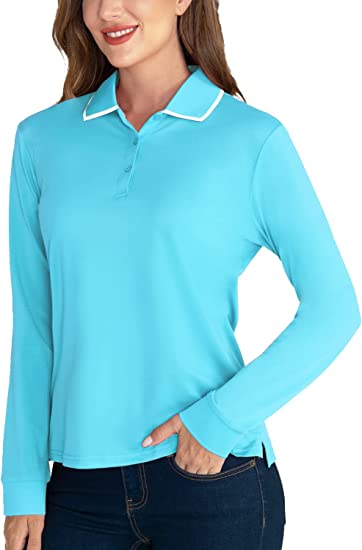 Photo 1 of [Size 3XL] Hiverlay Polo Shirts for Women Golf Shirts UPF 50+ Long Sleeve Shirt Collared 