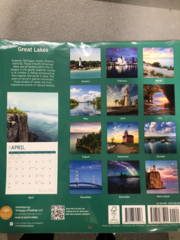 Photo 3 of 2023 Great Lakes Wall Calendar by Bright Day, 12x12 Inch, Beautiful Scenic USA Nature Landscape Photography