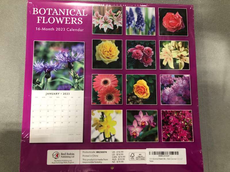 Photo 2 of 2023 Botanical Flowers Monthly Wall Calendar by Red Robin Calendars 12" x 12"