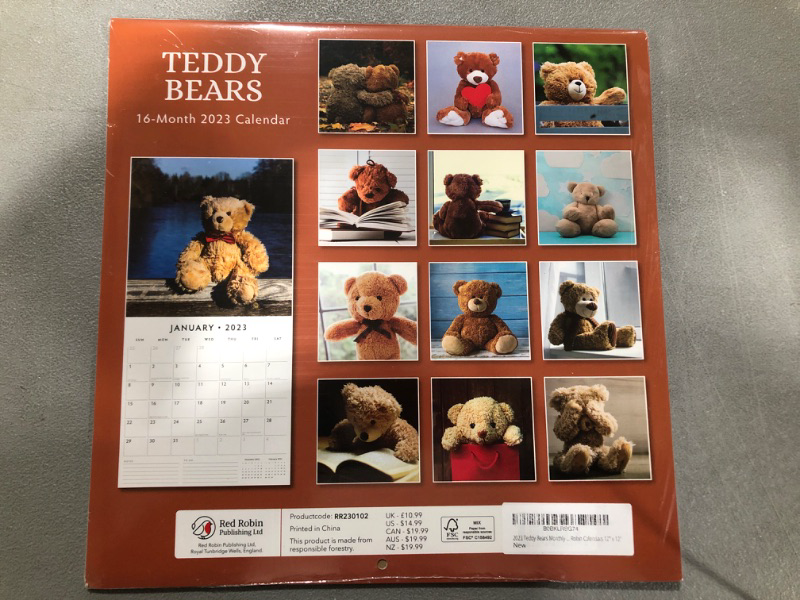 Photo 2 of 2023 Teddy Bears Monthly Wall Calendar by Red Robin Calendars 12" x 12"