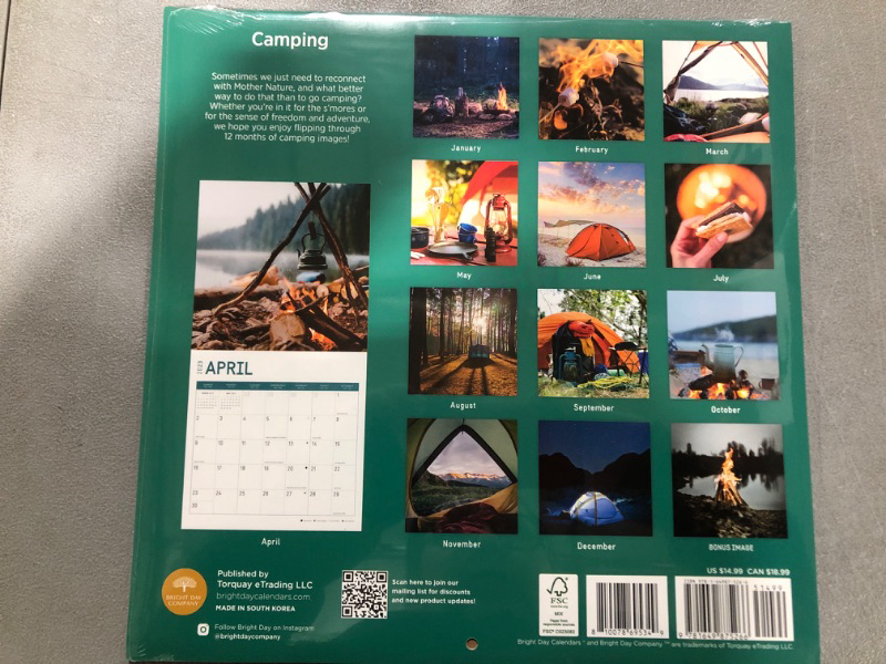 Photo 2 of 2023 Camping Wall Calendar by Bright Day, 12x12 Inch, Beautiful Nature Outdoor Scenic Photography