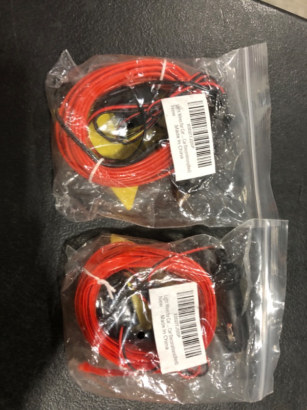 Photo 1 of BUNDLE OF 2 PACKS ABALDI Car Lights El Wires for Car Decor 5M/16FT Neon Lights 12V Cold Lights Flexible Rope Lights Auto Lamps for Wedding Car Decorations(Red) Red 5M