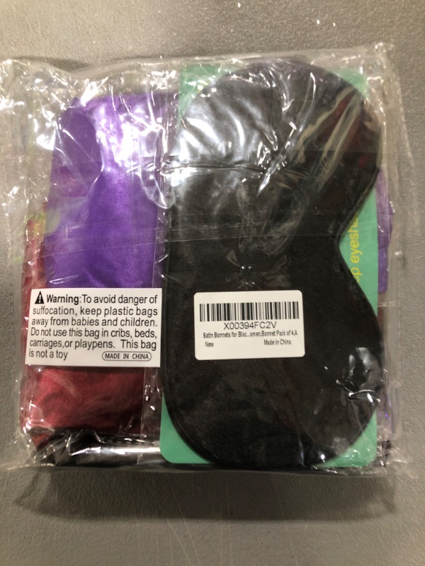 Photo 1 of 3+1 Extra Large Satin Bonnets for Sleeping,Satin Hair Bonnet with Tie Band-Hair Bonnet for Black Women Braids Curly Hair ,Silk Sleep Mask and Bonnet Set for Women,Bonnet Pack Gift,Set C Tie Bonnet Pack-C