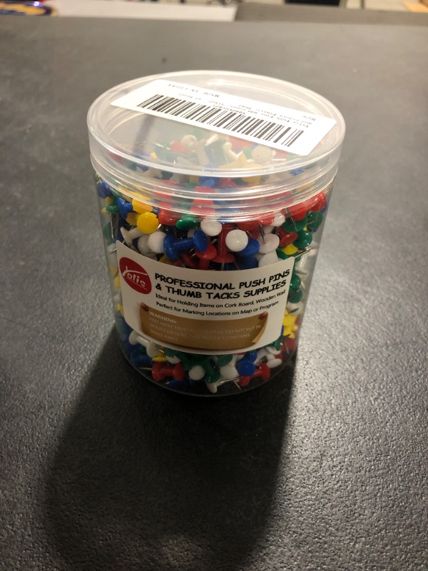 Photo 1 of Yalis Push Pins 600 Count, Standard Multicolored Thumb Tacks Steel Point and Colors Plastic Head Multi Colors