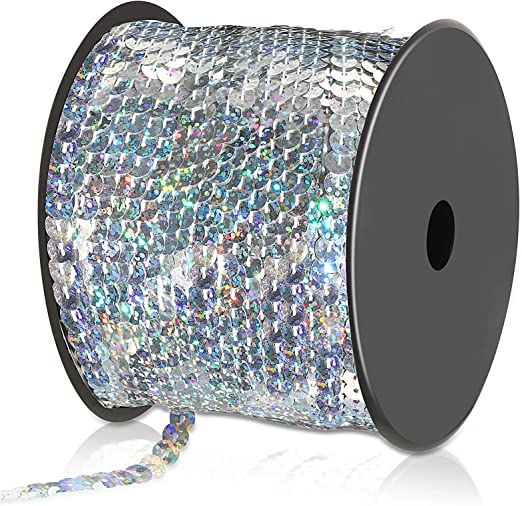 Photo 1 of 150 Yards 6 mm Flat Sequins Strip Paillette Trim Spool Ribbons Flat Sequin Beads Ribbons for Jewelry Making and Costume Accessories