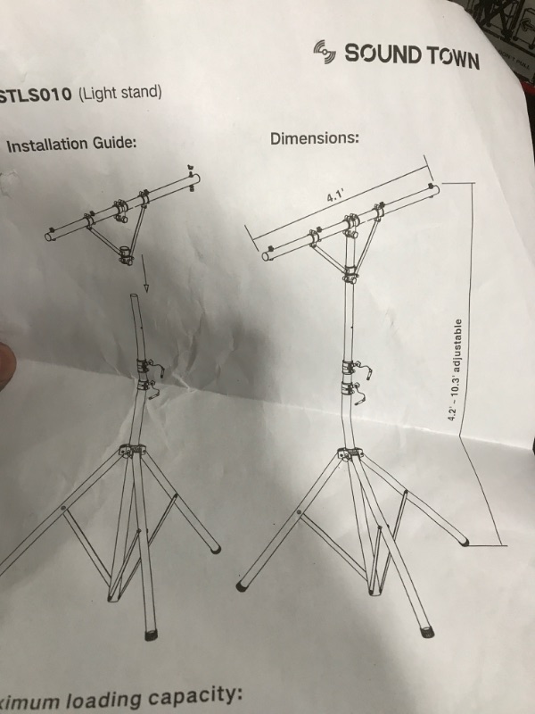 Photo 1 of 
LIGHTING STAND WITH T-BAR AND TRIPOD BASE
