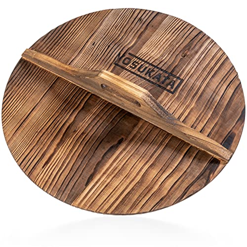 Photo 1 of YOSUKATA Cast Iron Wok Cover - Premium Wok Cover 14 Inch Pan Lid - Wooden Wok Lid 14 in with Ergonomic Handle - Condensate-free 14 Inch Pan Lid - Dura
