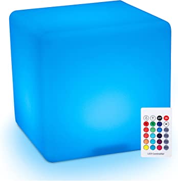 Photo 1 of HOMCOM 16" RGB Led Cube Light Waterproof Rechargeable Adjustable Color Changing Tesseract Mood Lamp with Remote Control
