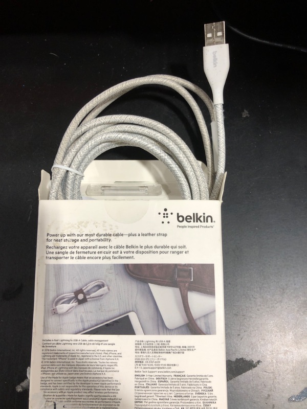 Photo 2 of Belkin F8J236bt04-WHT DuraTek Plus Lightning to USB-a Cable 4 Feet (White)
