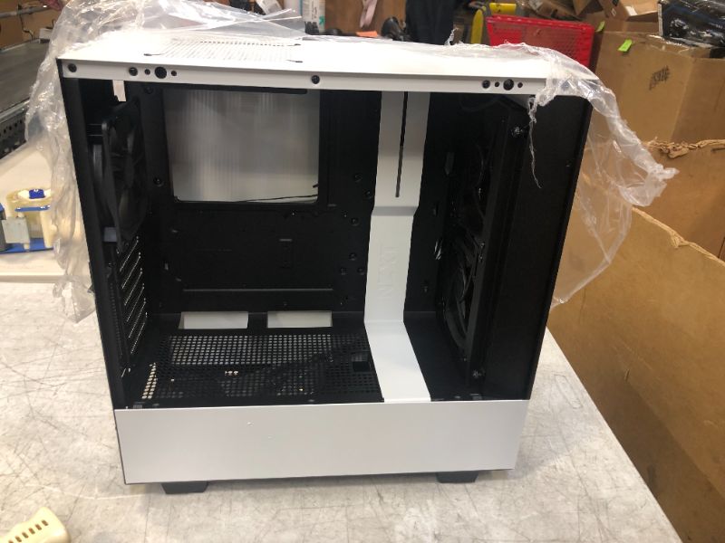 Photo 9 of NZXT H510 Elite - CA-H510E-W1 ---INCOMPLETE-- Premium Mid-Tower ATX Case PC Gaming Case - Dual-Tempered Glass Panel - Front I/O USB Type-C Port - Vertical GPU Mount - Integrated RGB Lighting - White--MISSING GLASS PANEL