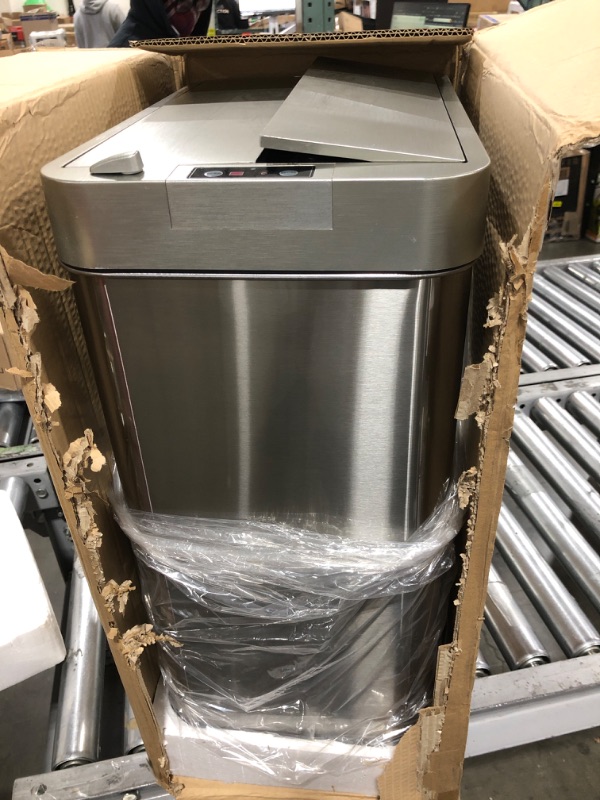 Photo 2 of iTouchless 13 Gallon Wings-Open Sensor Trash Can with AbsorbX Odor Filter and Pet-Proof Lid, Stainless Steel, Automatic Touchless Garbage Prevents Dogs & Cats Getting in kitchen-waste-bins
