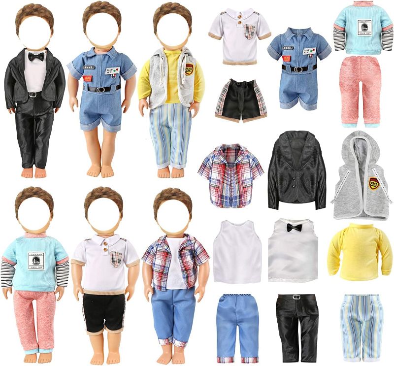 Photo 1 of 18-inch Boy Doll Clothes Accessories - Logan 18 Pcs 6 Set Doll Outfits Fits All 18 inch Dolls 